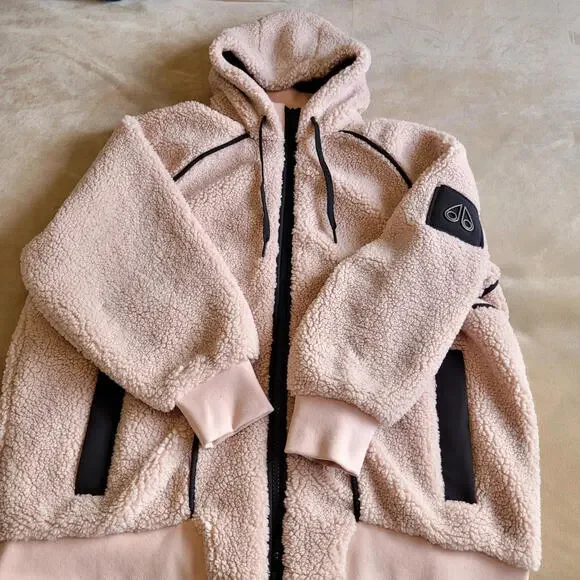Moose Knuckle Sherpa Jacket Hoodie 3XL XXXL Light Pink Authenicated - Picture 2 of 9